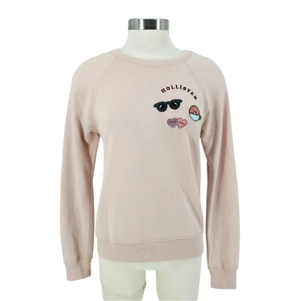 Hollister Sweatshirt Taco Heart Embroidered Long Sleeve Shirt Top